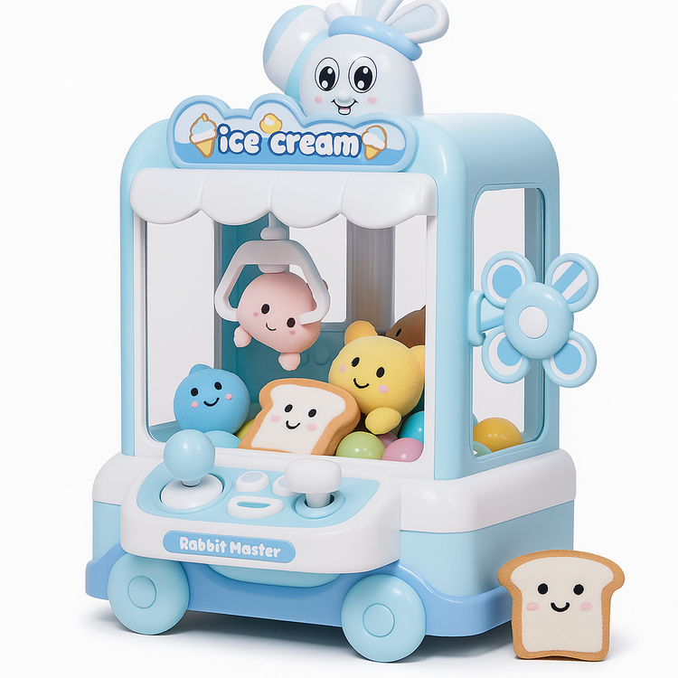 ماشین اسباببازی خرگوشی مدل Ice Cream با عروسکهای کوچک و گیره جایزهبگیر