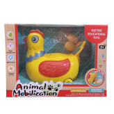 مرغ موزیکال تخمگذار زرد با بال قرمز و دم آبی مناسب کودک