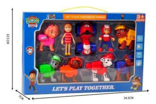 جعبه ست سگ نگهبان شامل ۸ فیگور شخصیت و سگ کارتونی