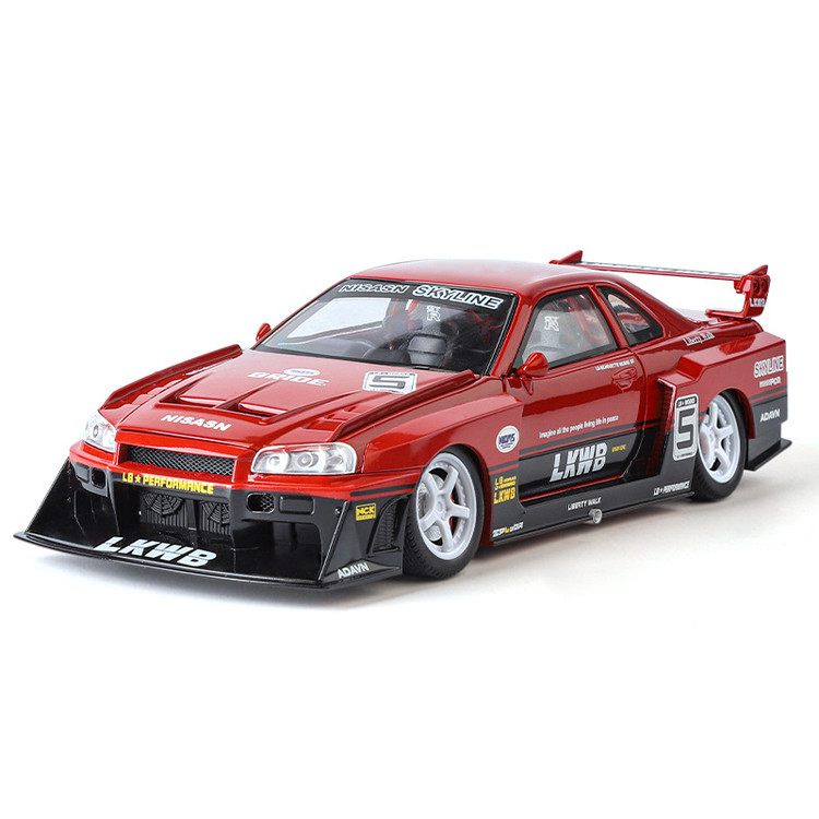 ماکت فلزی نیسان اسکایلاین GTR R34 مدل Liberty Walk | مقیاس 1:24 با صدا و چراغ