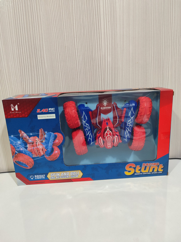 ماشین کنترلی بدلکار اسپایدرمن مدل Stunt Car چرخشی ۳۶۰ درجه شارژی
