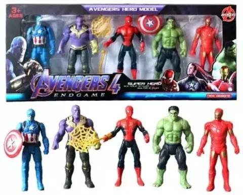 ست ۵ عددی اکشن فیگور اونجرز Avengers Endgame شامل مرد آهنی، مرد عنکبوتی، هالک، تانوس و کاپیتان آمریکا