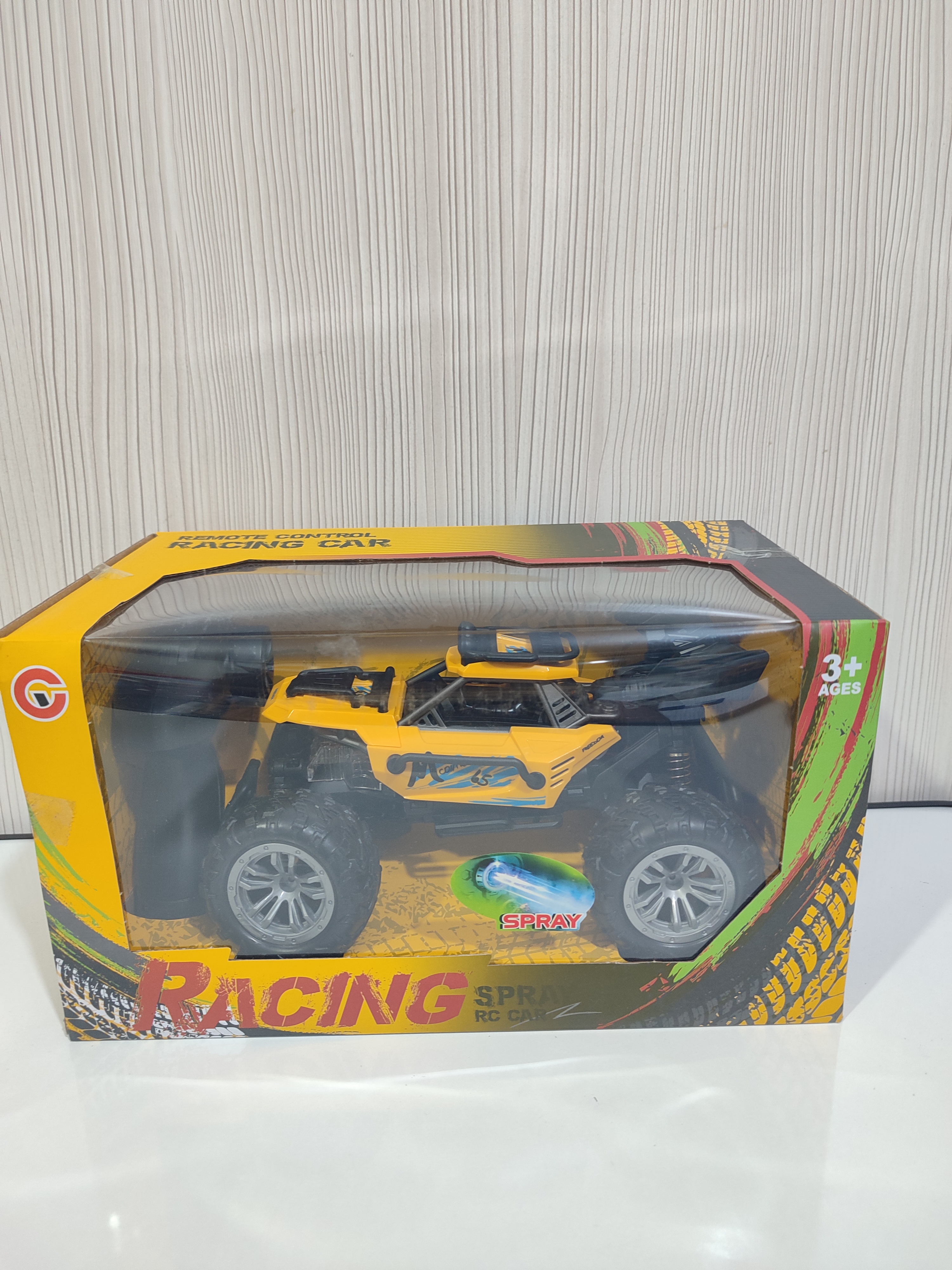 ماشین کنترلی آفرود دودزا شارژی زرد مدل Racing Spray RC Car