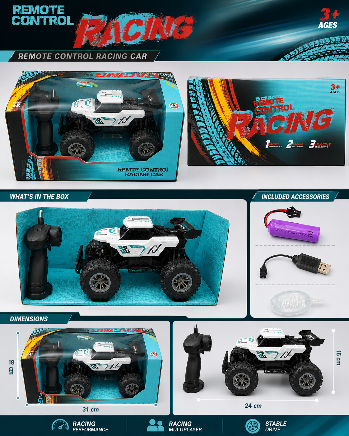 ماشین کنترلی آفرود دودزا شارژی مدل Racing Spray RC Car